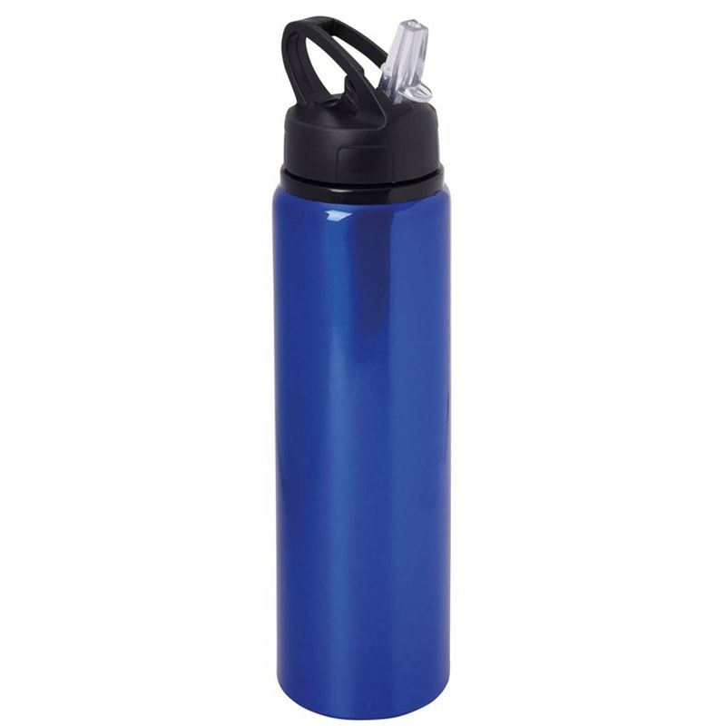 Foto van Waterfles/sportfles/drinkflesa sporty - blauw - aluminium/kunststof - 800 ml - drinkflessen