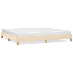 Foto van The living store bedframe - crème - 203x203x25 cm - ademend en duurzaam - ondersteunende poten - multiplex lattenbodem