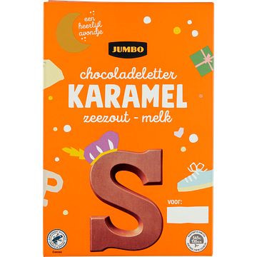 Foto van Jumbo chocoladeletter s melk karamel zeezout 135g