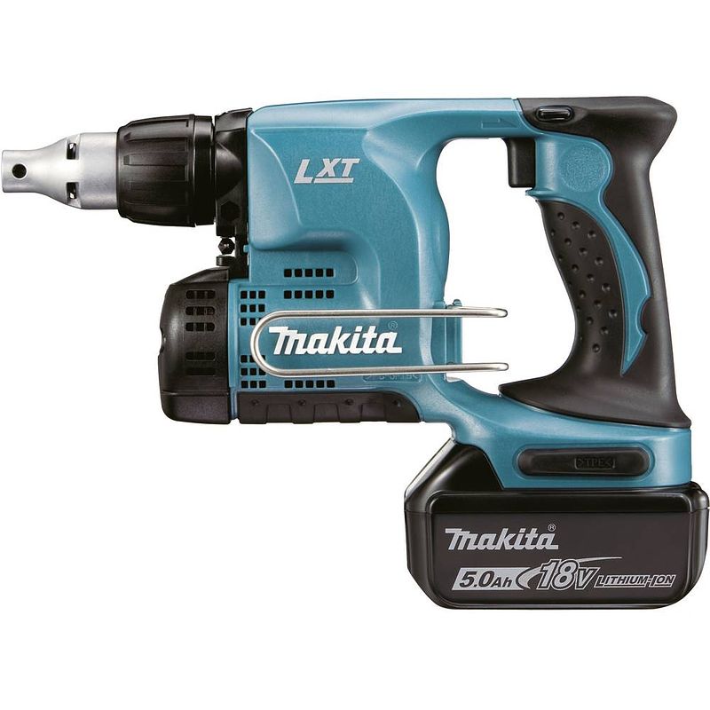 Foto van Makita makita dfs450rtj accu-gipsplaatschroevendraaier 18 v 5 ah li-ion incl. 2 accus, incl. lader, incl. koffer