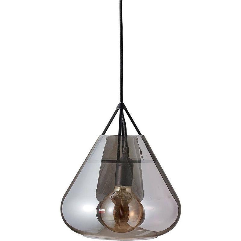 Foto van Dyberg larsen hanglamp volta smoked 26 cm e27 glas 60w grijs