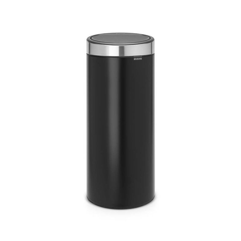 Foto van Brabantia touch bin afvalemmer 30 liter met kunststof binnenemmer - matt black / matt steel fingerprint proof