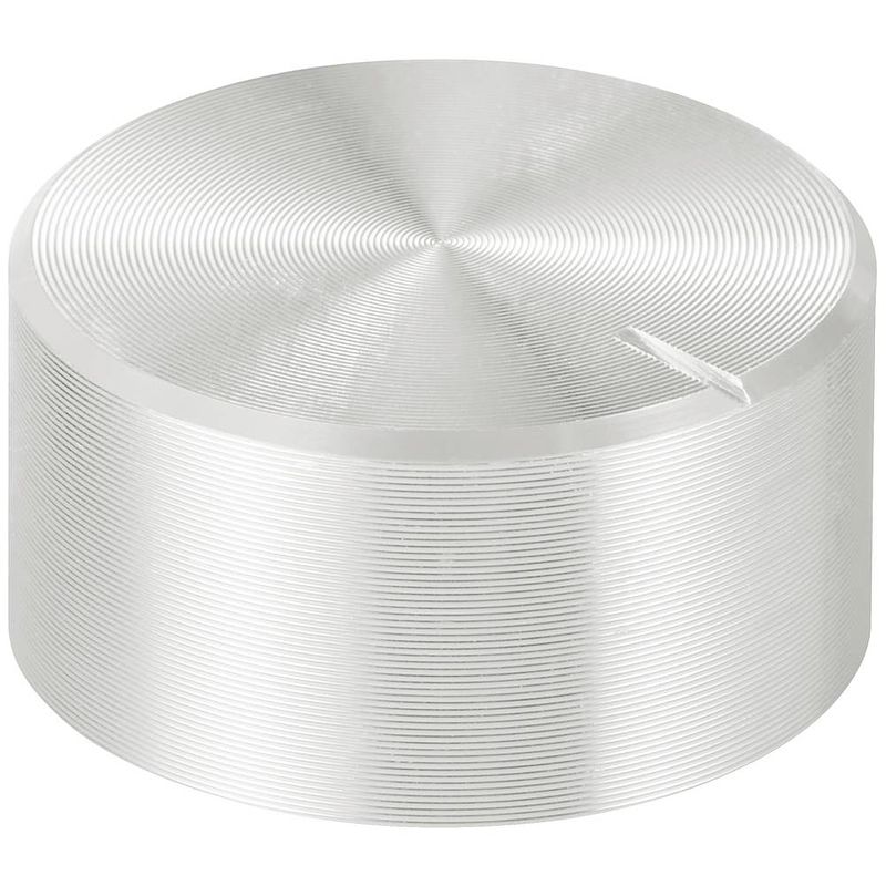 Foto van Tru components tc-11613828 draaiknop met knopmarkering zilver (ø x h) 20 mm x 10 mm aluminium, plastic 1 stuk(s)