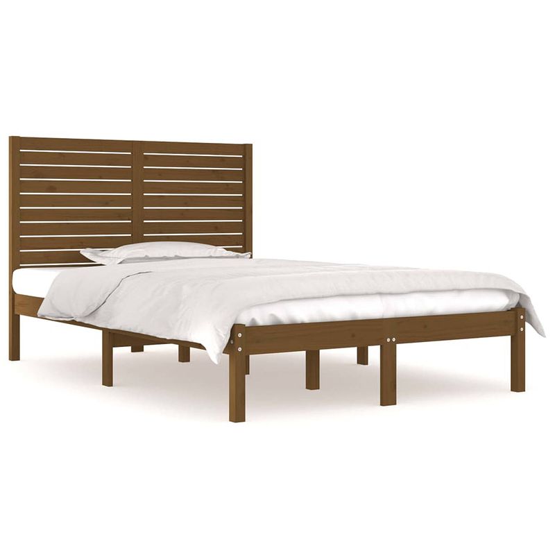 Foto van Vidaxl bedframe massief hout honingbruin 120x190 cm 4ft small double