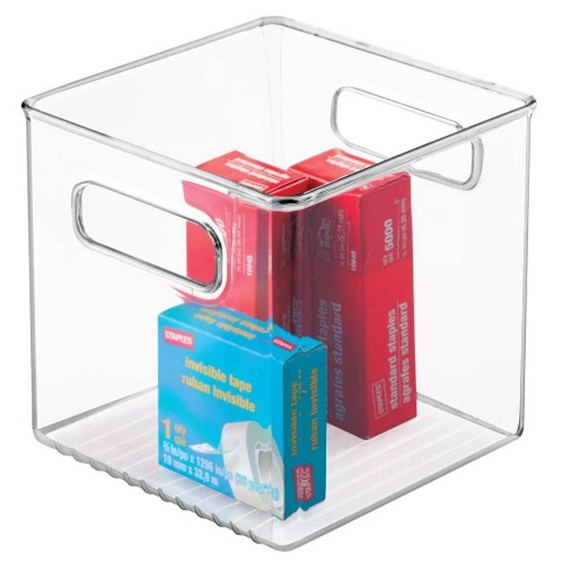 Foto van Idesign - opbergbox met handvat, 15.5 x 15.5 x 15.5 cm, kunststof, transparant - idesign linus