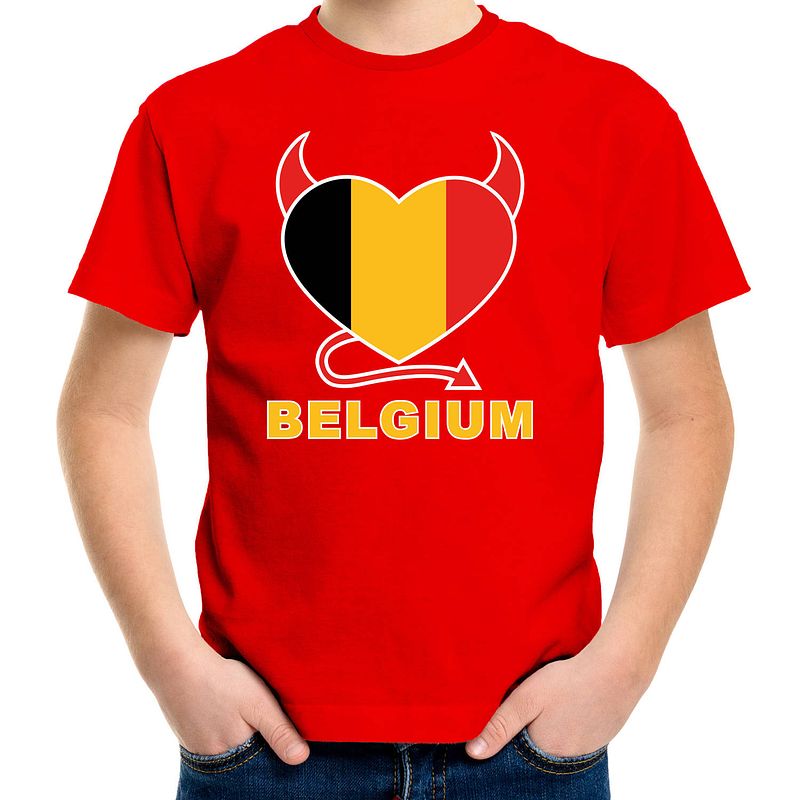 Foto van Rood fan shirt / kleding belgium hart ek/ wk voor kinderen l (146-152) - feestshirts