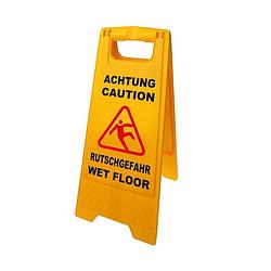 Foto van Geel waarschuwingsbord opgepast gladde vloer - 58 cm x 28 cm - pas op gladde vloer bord - dweilbord/veiligheidsbord