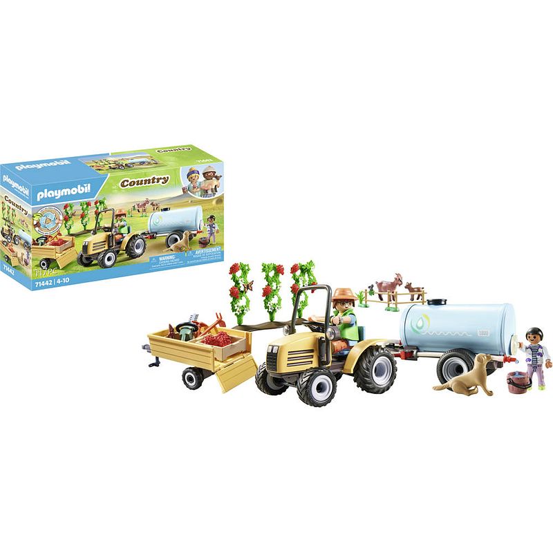 Foto van Playmobil country tractor met aanhanger en watertank 71442