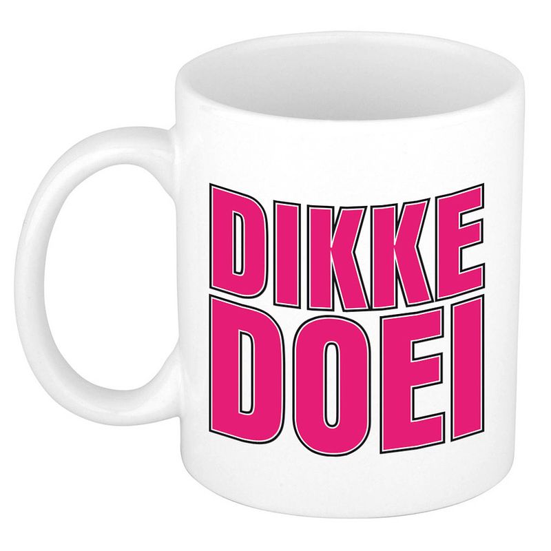 Foto van Bellatio decorations afscheid cadeau mok collega - dikke doei - roze - 300 ml - keramiek - feest mokken