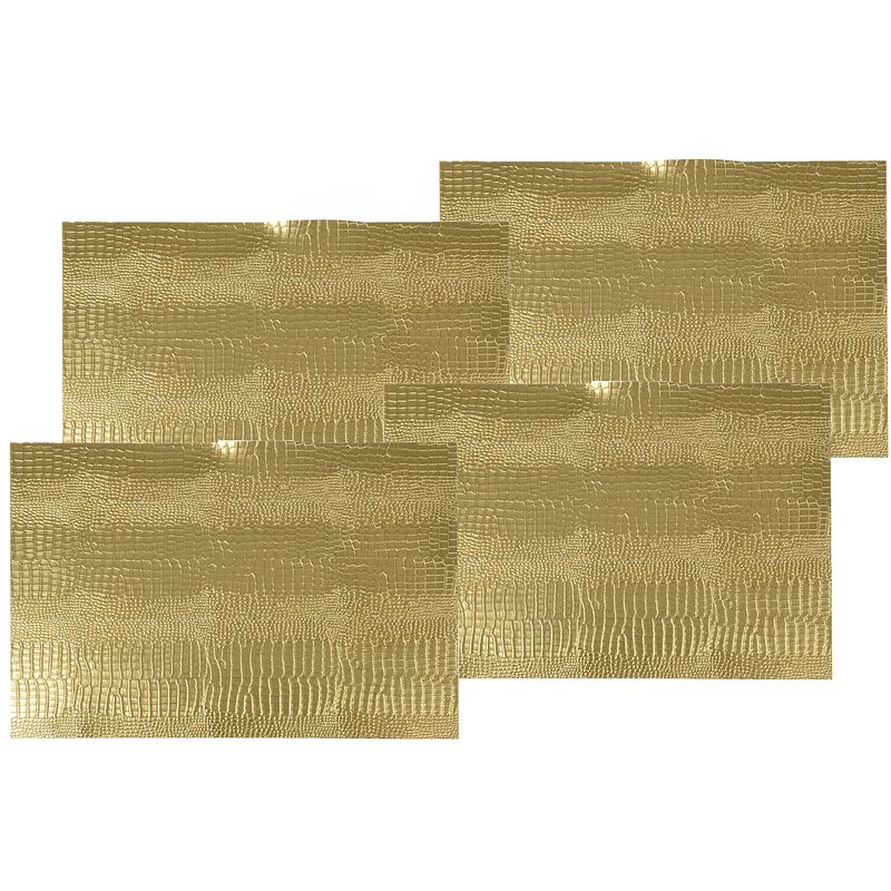 Foto van 4x stuks rechthoekige placemats goud glitter 30 x 45 cm van kunststof - placemats