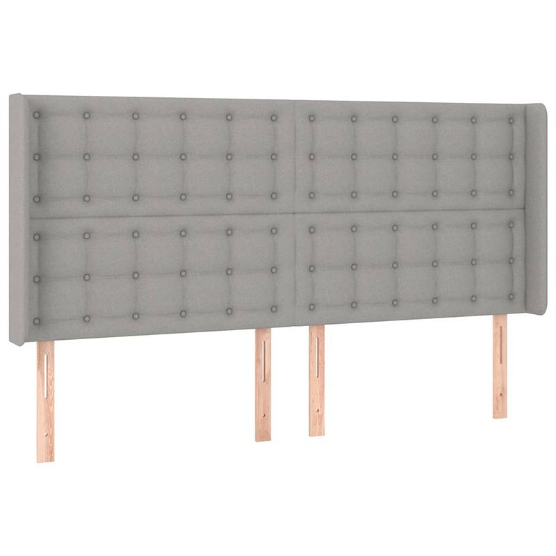 Foto van The living store hoofdbord trendy bedombouw - 203 x 16 x 118/128 cm - lichtgrijs