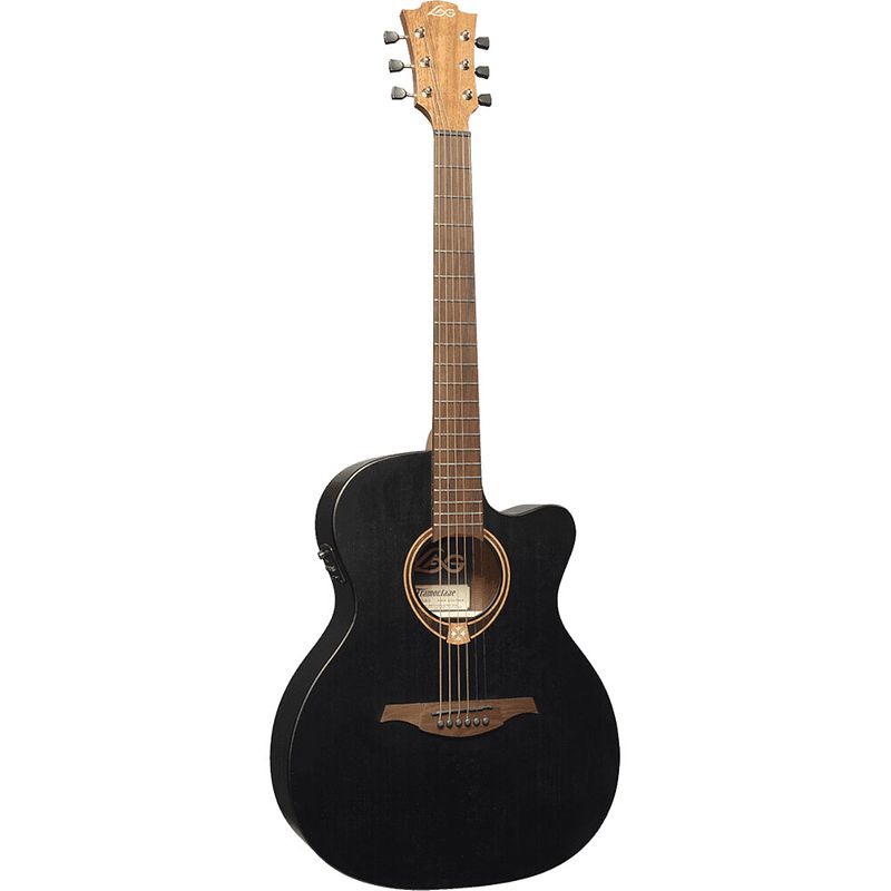 Foto van Lag guitars tramontane 70 t70ace black satin elektrisch-akoestische westerngitaar