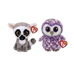 Foto van Ty - knuffel - beanie boo's - linus lemur & moonlight owl