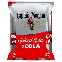 Foto van Captain morgan original spiced gold & cola 4 x 250ml bij jumbo