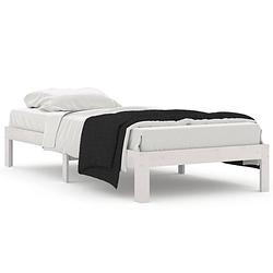 Foto van The living store eenpersoonsbed - houten bedframe - 203.5 x 93.5 x 30 cm - massief grenenhout - wit