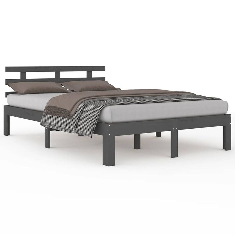 Foto van Vidaxl bedframe massief hout grijs 140x190 cm