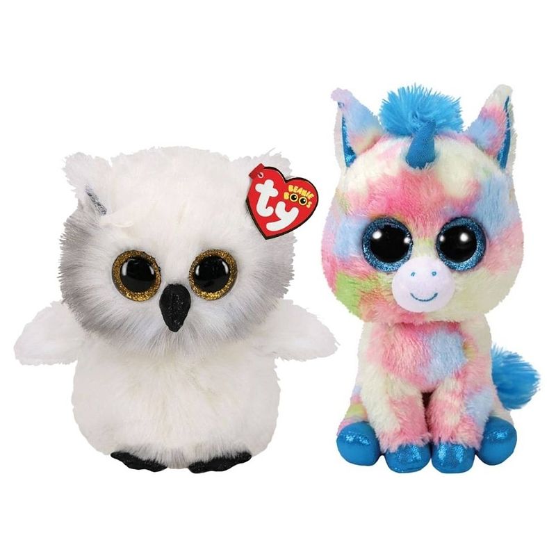 Foto van Ty - knuffel - beanie buddy - austin owl & blitz unicorn