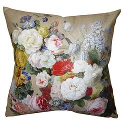 Foto van Clayre & eef kussenhoes 45*45 cm meerkleurig polyester vierkant bloemen sierkussenhoes kussen hoes meerkleurig