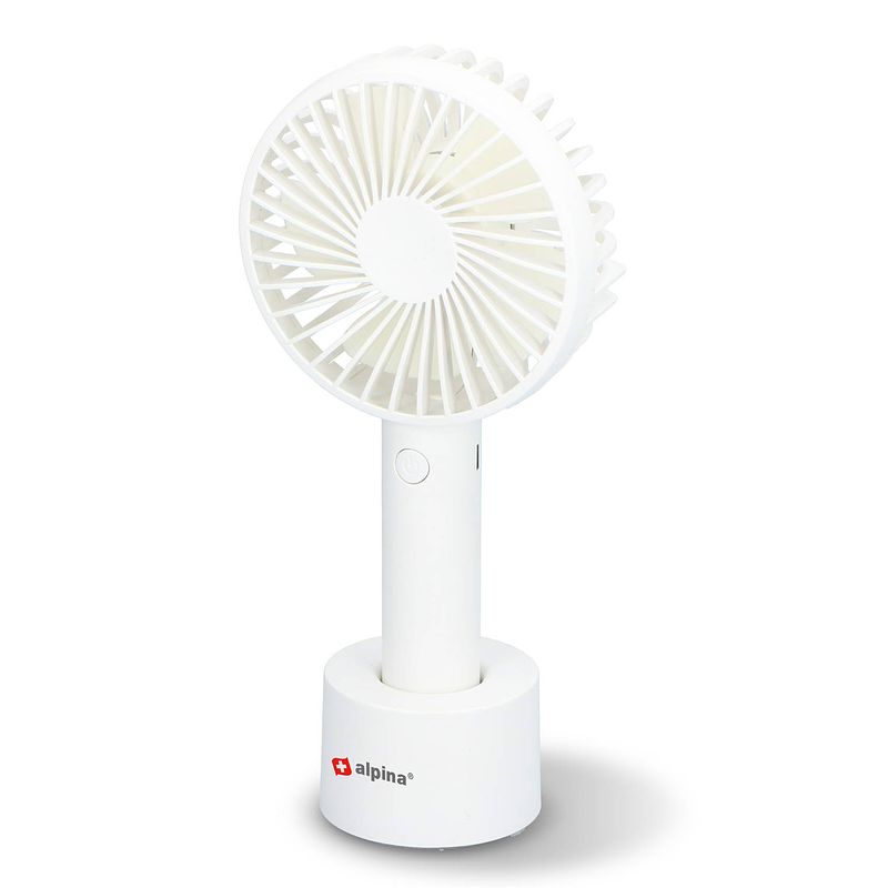 Foto van Alpina mini ventilator - usb-oplaadbaar - 3 standen - krachtige motor - met standaard -wit