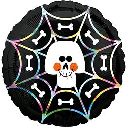 Foto van Amscan folieballon iridescent skull web 45 cm zwart/wit