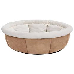 Foto van The living store ronde hondenmand - 70 x 26 cm - imitatiesuède - fleece - beige - met anti-slip