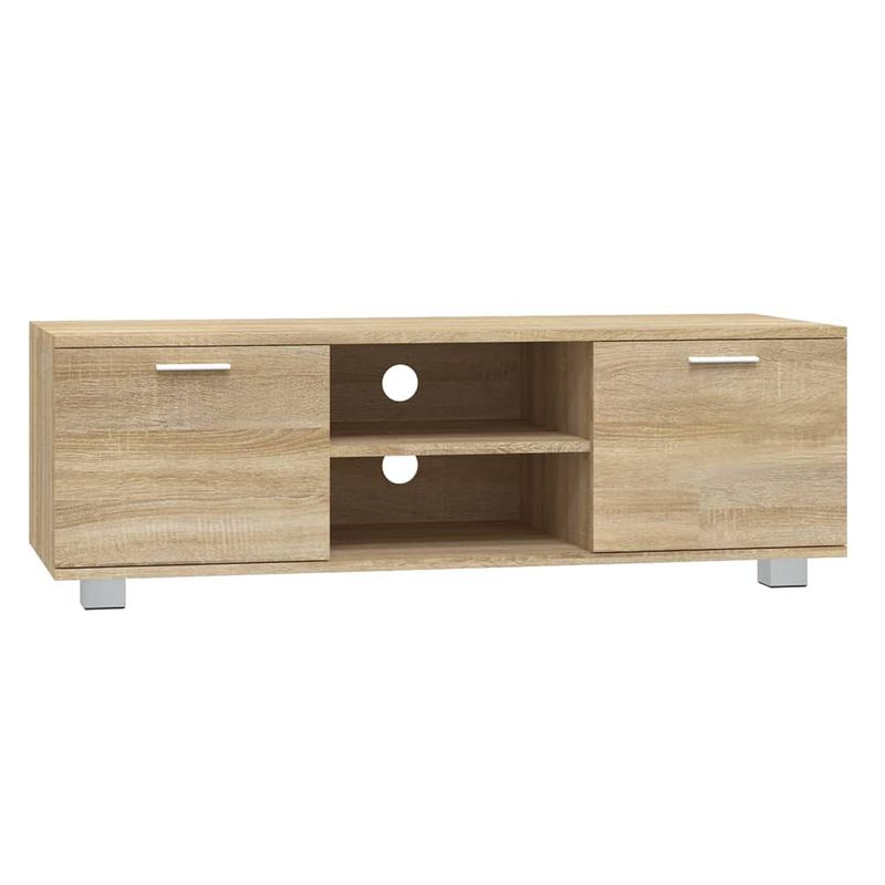 Foto van The living store tv-meubel sonoma eiken - 120 x 40.5 x 35 cm - duurzaam hout - 4 vakken - kabelgaten