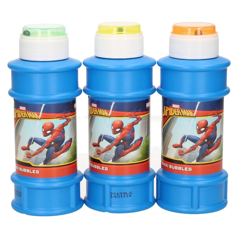 Foto van 4x marvel spiderman bellenblaas flesjes met bal spelletje in dop 175 ml voor kinderen - bellenblaas