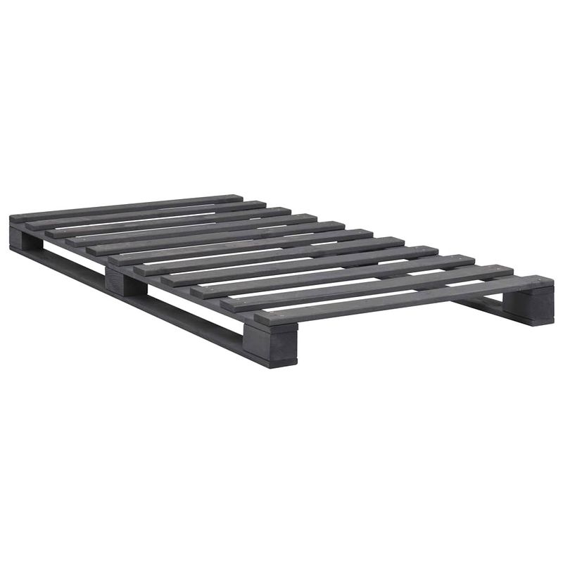 Foto van The living store pallet bedframe - massief grenenhout - 200 x 90 x 14 cm - grijs