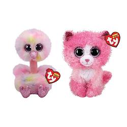 Foto van Ty - knuffel - beanie boo's - avery ostrich & reagan cat