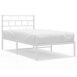 Foto van Vidaxl bedframe met hoofdbord metaal wit 90x190 cm