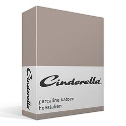 Foto van Cinderella basic percaline katoen hoeslaken - 100% percaline katoen - lits-jumeaux (180x220 cm) - taupe