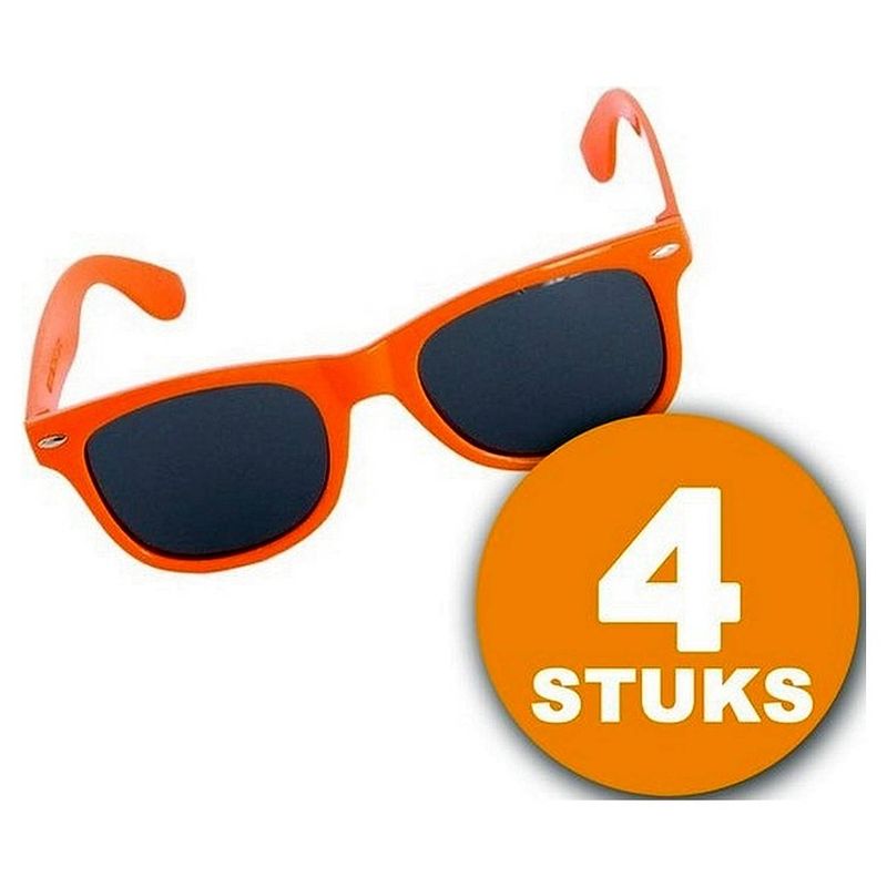 Foto van Oranje feestbril 4 stuks oranje bril ""blues"" feestkleding ek/wk voetbal oranje versiering versierpakket nederlands