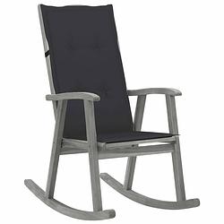 Foto van Vidaxl schommelstoel met kussens massief acaciahout grijs