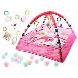 Foto van Activity center - educatieve mat - babygym - met 18 ballen - baby mat - baby speelmat - roze