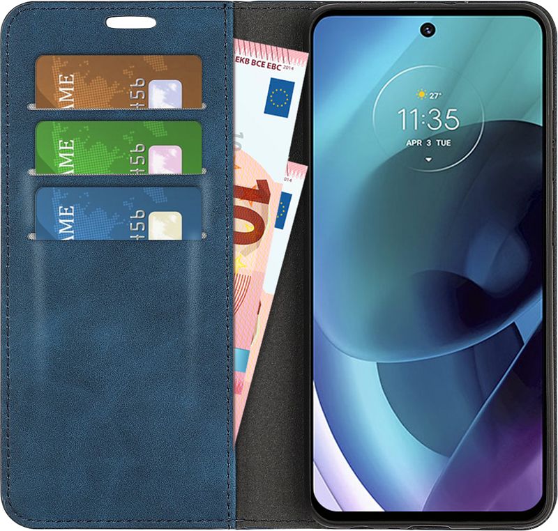 Foto van Just in case wallet magnetic motorola moto g51 book case blauw