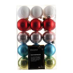 Foto van Decoris kerstballen - 30x - multi gekleurd - 6 cm -kunststof - kerstbal