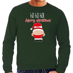 Foto van Bellatio decorations foute kersttrui/sweater heren - kerstman - groen - merry christmas 2xl - kerst truien