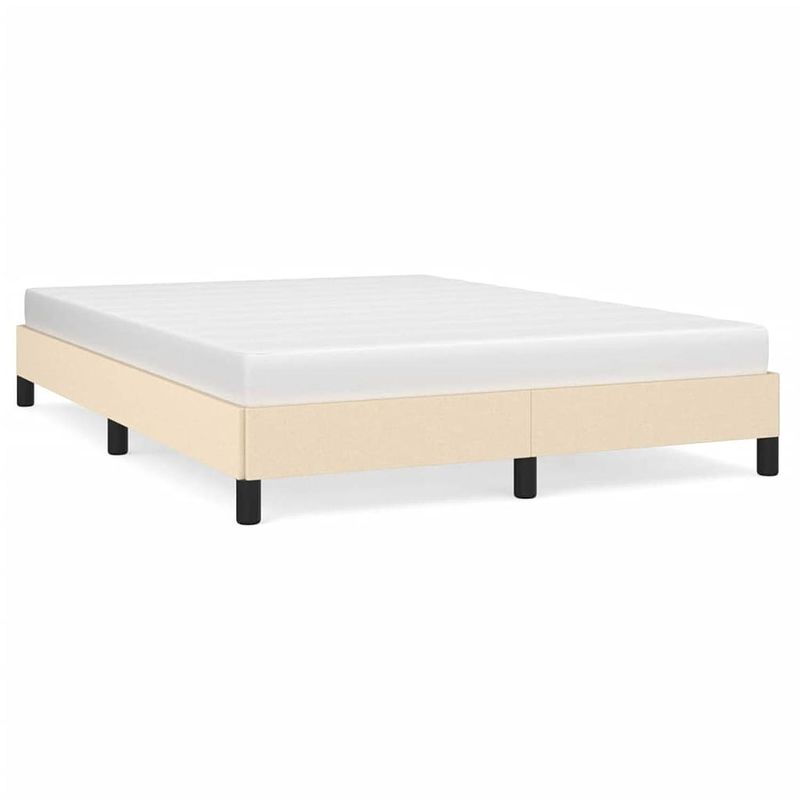 Foto van The living store bedframe - duurzaam - bedframe - afmeting- 203x143x25cm - ken- crème kleurig