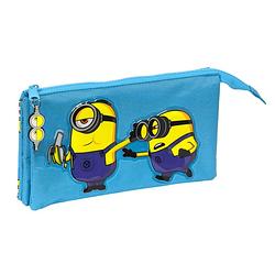 Foto van Pennenetui met 3 vakken minions minionstatic blauw (22 x 12 x 3 cm)