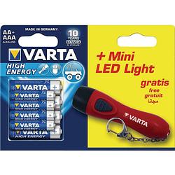 Foto van Varta 4x aa en 4x aaa batterijen + minizaklamp