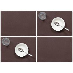 Foto van Set van 4x stuks stevige luxe tafel placemats plain chocolade bruin 30 x 43 cm - placemats