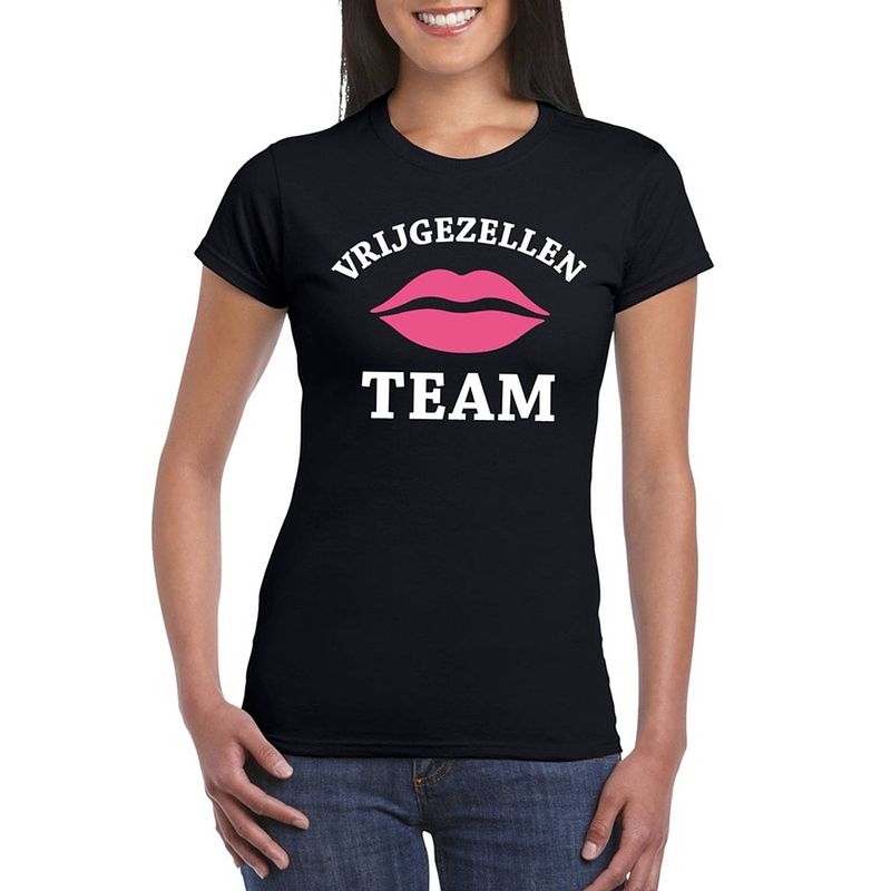 Foto van Vrijgezellenfeest team t-shirt zwart dames - vrijgezellen shirt s