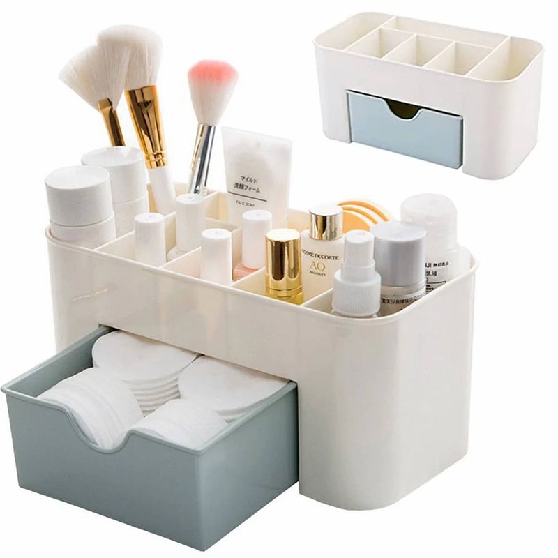 Foto van Make-up cosmetica orginazer opbergdoos 6 sorteervakken inclusief lade 21 x 11 x 9.5 cm crème