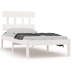 Foto van The living store bedframe grenenhout - 205.5 x 95.5 x 31 cm - wit