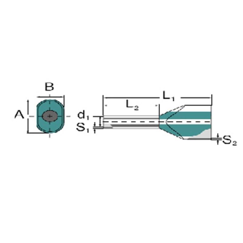 Foto van Weidmüller 9005150000 dubbele adereindhulzen 2.5 mm² deels geïsoleerd grijs 250 stuk(s)