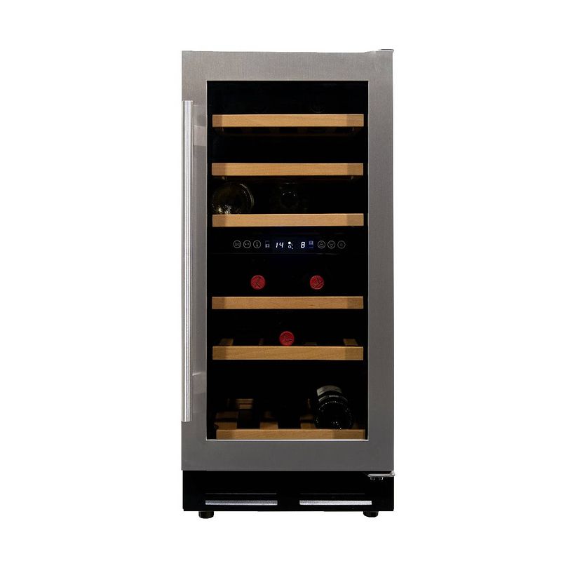 Foto van Vinata wijnklimaatkast premium met rvs glazen deur - 32 flessen