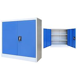 Foto van Vidaxl kantoorkast 90x40x90 cm metaal grijs en blauw