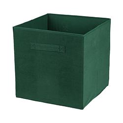 Foto van Urban living opbergmand/kastmand square box - karton/kunststof - 29 liter - donkergroen - 31 x 31 x 31 cm - opbergmanden