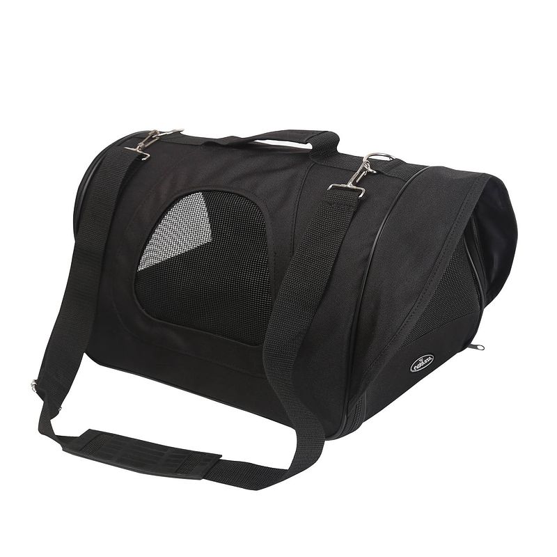 Foto van Nobleza reistas voor huisdieren - transport tas - dieren draagtas - l34 x b21 x h22 cm - s - zwart