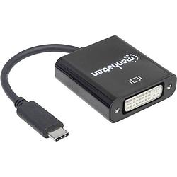 Foto van Manhattan 152051 usb / dvi adapter [1x usb 3.2 gen 2 stekker c (usb 3.1) - 1x dvi-stekker 24+5-polig] zwart kleurcodering, flexibel, folie afscherming, ul